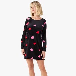 RARE NWT Kate Spade Medium Heart Confetti Sleepshirt Black Novel
